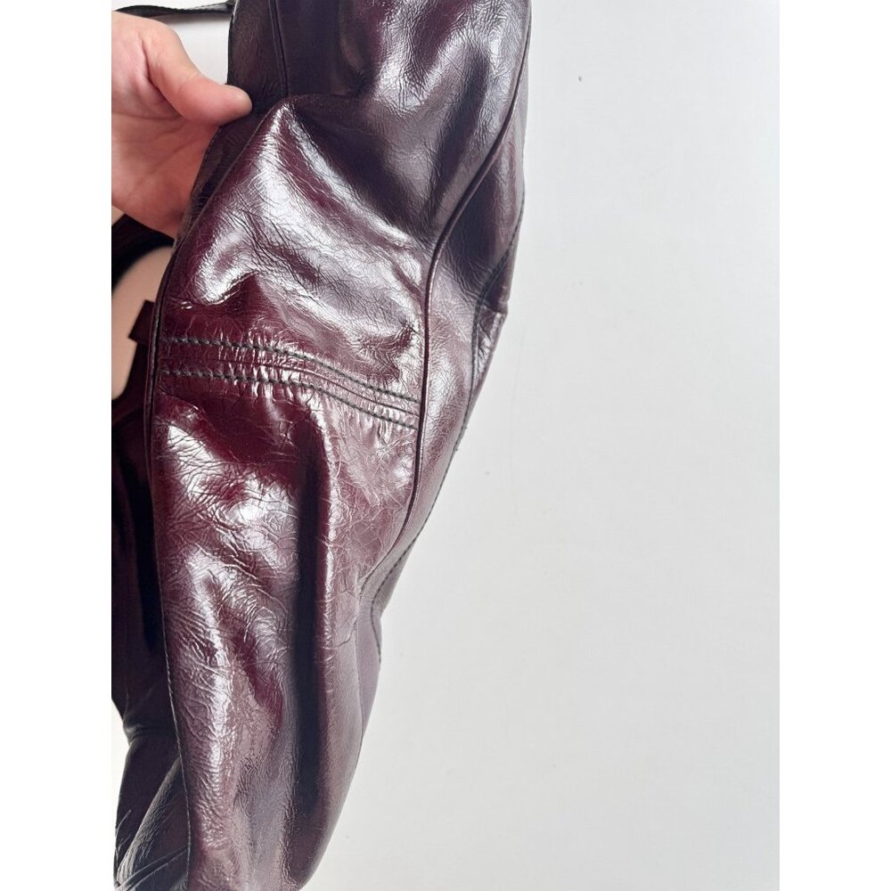 ALEXANDER MCQUEEN Oxblood Maroon Patent Leather Shoulder Bag Purse - Picture 14 of 16